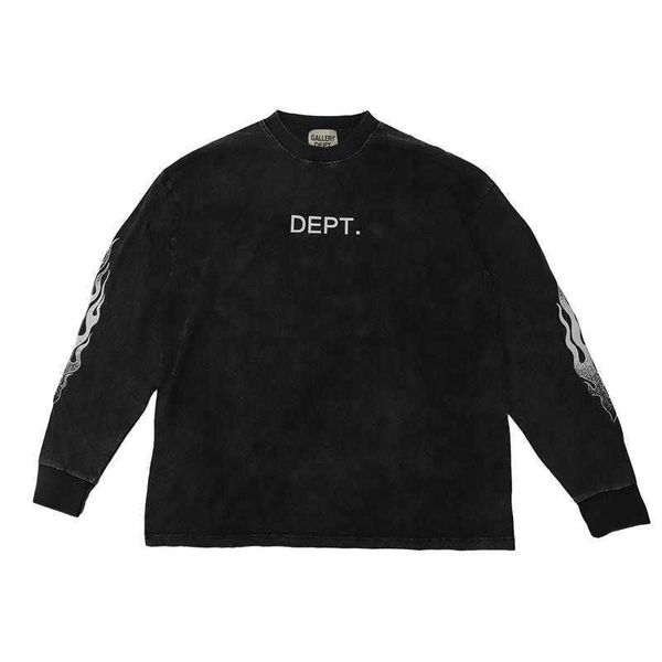 

men's hoodies sweatshirts fashion designer clothing depts flame print long sleeve tee trend crew neck vintage streetwear jumpers sports, Black