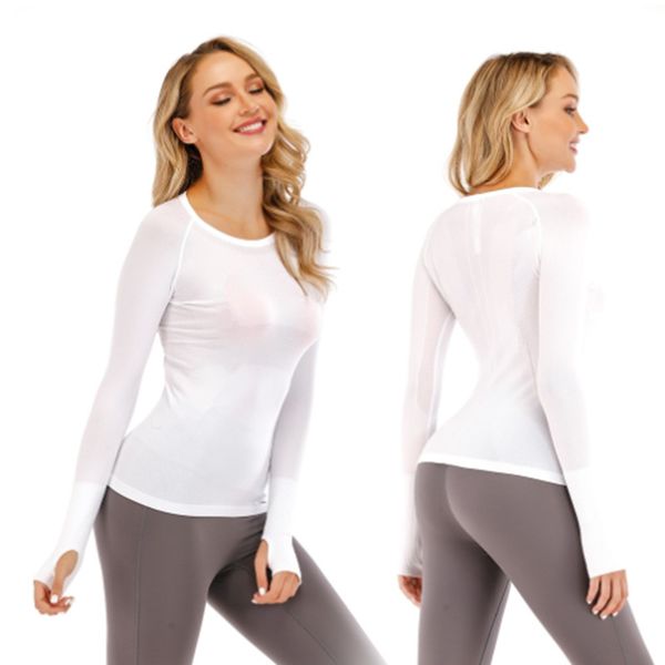 

ll align women's yoga long sleeves solid color nude sports shaping waist tight fitness loose jogging sportswear women's quality 20