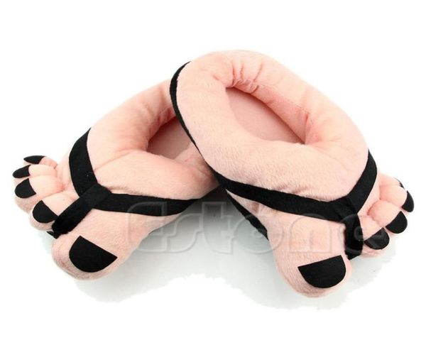 

cute women winter warm funny soft velvet cartoon big feet home floor slippers y2010267353201, Black
