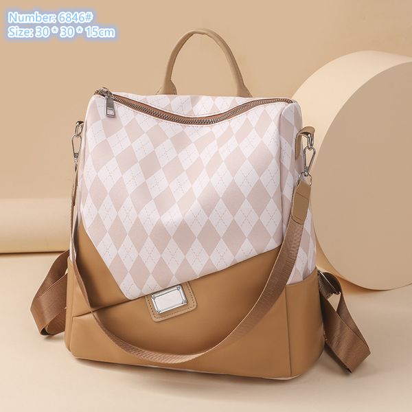 

factory wholesale ladies shoulder bag 3 colors light and soft fashion leather backpack small fresh contrast printed handbag trend rhombic st
