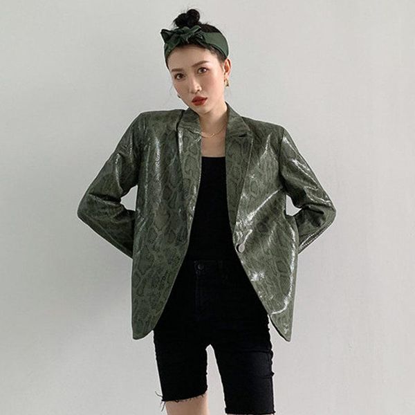 

pants vintage thin snake print suede blazers women coat spring autumn notched collar long sleeve female suit jacket casual streetwear, White