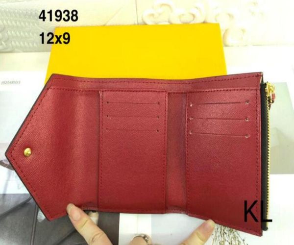 

woman m41938 zipper clutch flap button women victorine wallets exotic holder zipper coin classic purse bag card bags1846100, Red;black