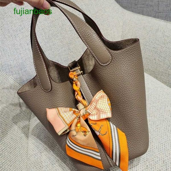 

hemres picotn handbags 2023 new style vegetable basket with lychee grain cow leather on the layer fashion trend large capacity simple portab, Black