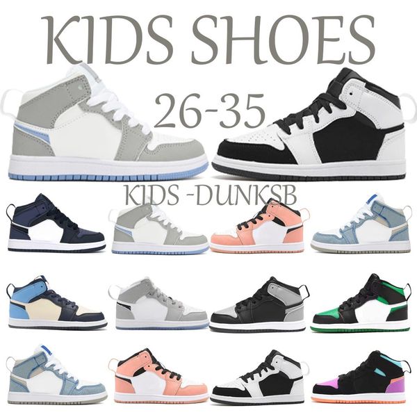 

kids shoes 1s jumpman childrens athletic j1 sneaker sports boys girls youth shoes outdoor basketball sneakerssize 26-35 gbtq#, Black