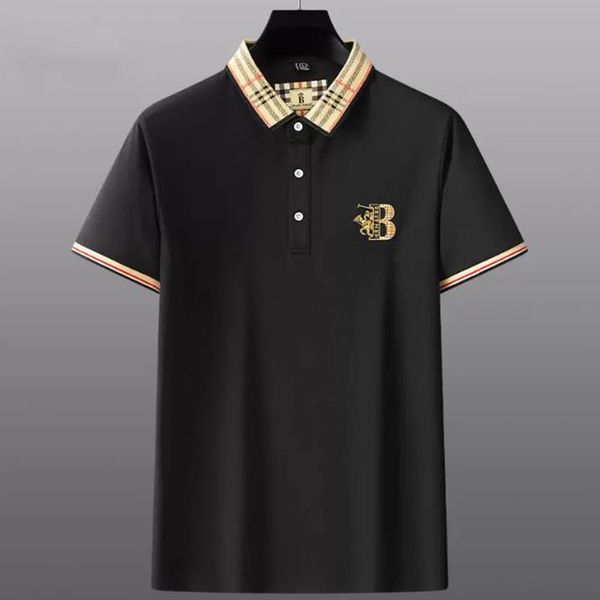 

designer polo mens polos burbrery high end tb letter embroidery pure cotton men tshirt striped lapel and striped short sleeve bur classic ca, White;black