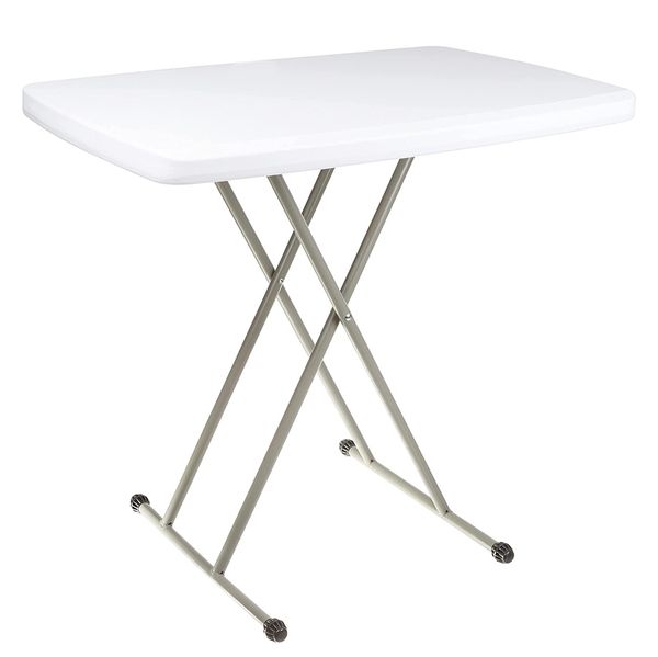 

folding 19-28-inch adjustable height , lightweight dinner camp table with x legs and hard plastic 19"-28"