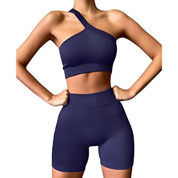 

seamless ribbed yoga athletic clothes gym outfits crop and mini shorts