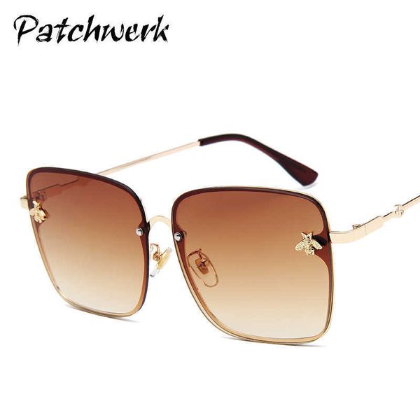 

new large frame women's colorful box sunglasses little bee decoration fashion copying glasses, White;black