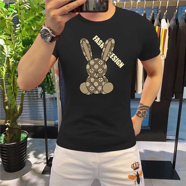 

men's t-shirts 2023 summer luxury rabbit cotton men's t-shirt short sleeve men short sleeve printed t shirt tshirt cloing ing, White;black