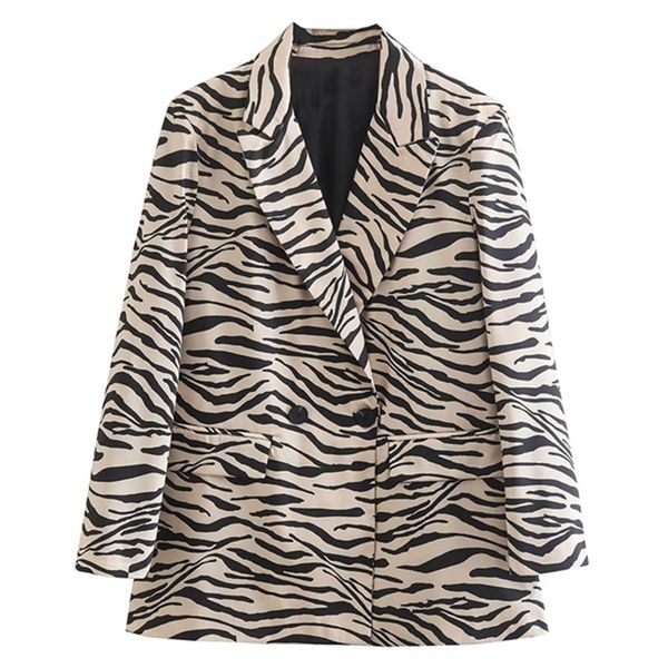 

pants maxdutti casual blazers women ins blogger high street retro animal zebra stripes print jakcet, White