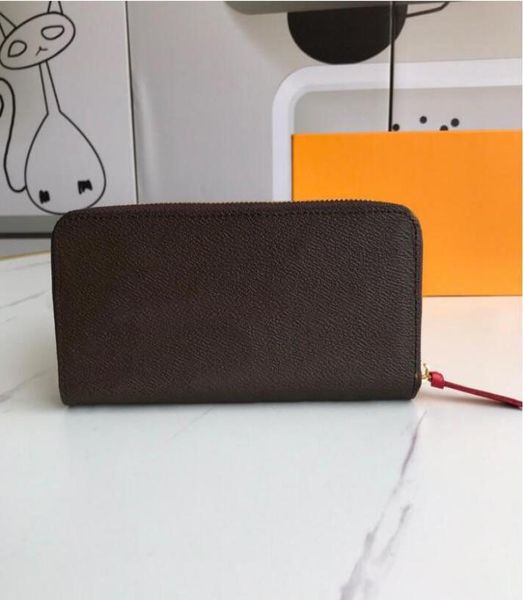 

real leather portefeuille clemence wallet womens iconic fashion long wallet coin purse card case holder brown waterproof canvas wi8988306, Red;black