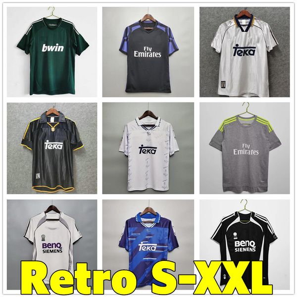 

retro real madrids soccer jerseys short sleeve football shirts guti ramos seedorf carlos 10 11 12 13 14 15 16 17 ronaldo zidane beckham raul, Black;yellow