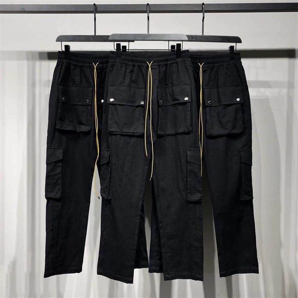 

22fw usa drawstring multiple pockets overalls cargo pants european american high street casual men women trousers278x, Black;brown