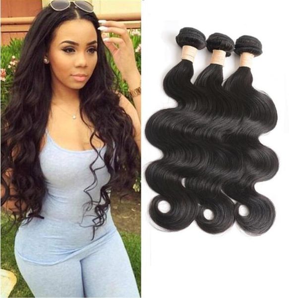 

peruvian human hair extensions 3 bundles body wave mink 8a unprocessed virgin hair products double wefts 3 pieceslot6408373, Black