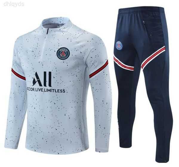 

2021 21/22 tracksuit psgs 2022 football 2023 classic style paris mbappe player version training suit half pull long sleeve sergio ramos verr, Gray