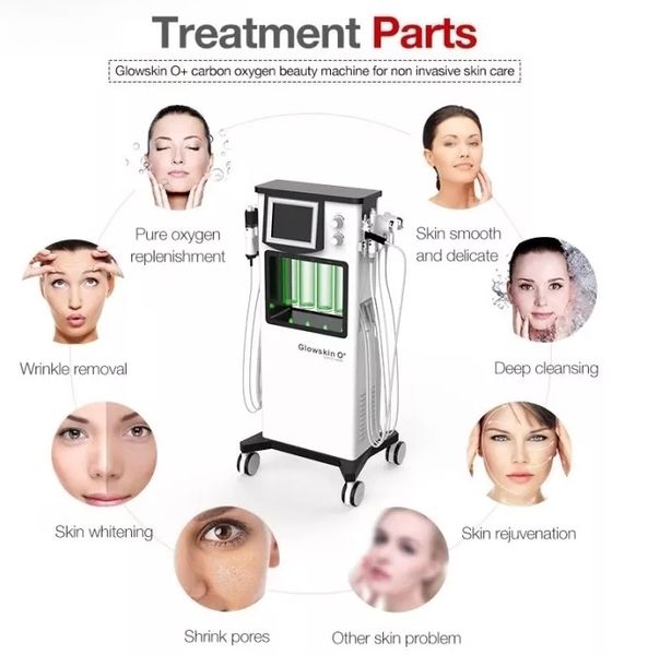 

glow skin o+ facial care device oxygen jet aqua peel skin dermabrasion deep cleaning rejuvenation anti aging 6 in 1 skin care face lifting b, Black;white