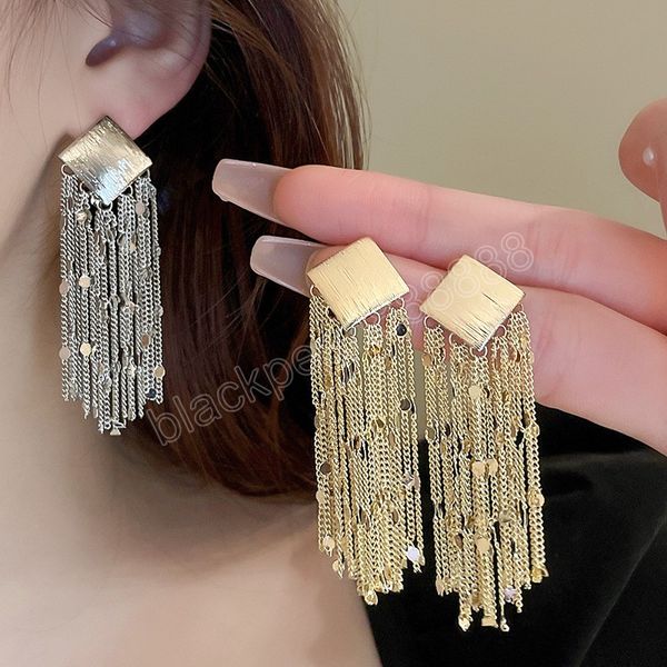 

diamond sequin tassel women earrings design sense dangle earrings personalized temperament fashion jewelry party, Silver