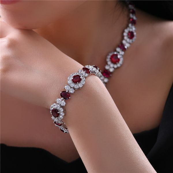 

vintage ruby diamond bangle bracelet 100% real 925 sterling silver wedding bracelets for women engagement party jewelry, Golden;silver