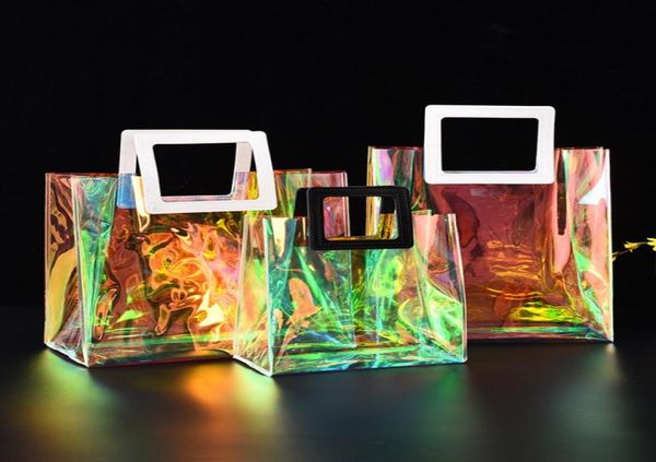 

luxurys designers bags laser pvc transparent bag jelly colorful handbag magic color net red plastic handbags customized firm and d1468975