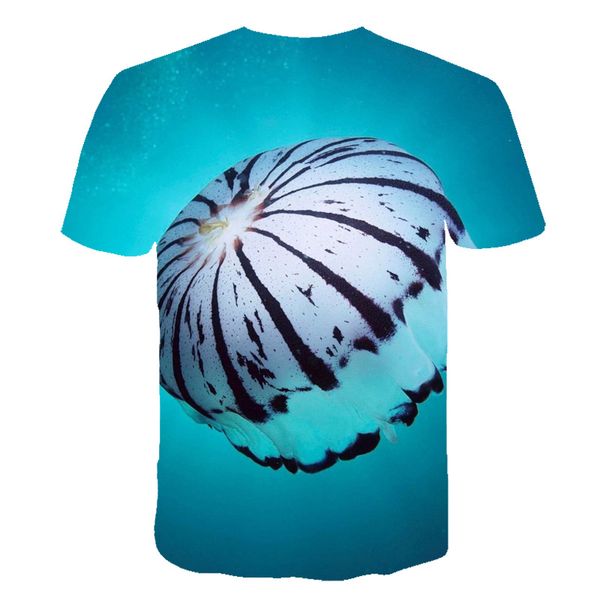 

caiyexin men's clothing men's t-shirt summer boys 3d jellyfish a sense of niche design ocean fashion discount, White;black
