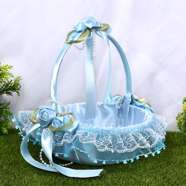

flower girl baskets for weddings large flower girls simple cute royal baskets with lace satin