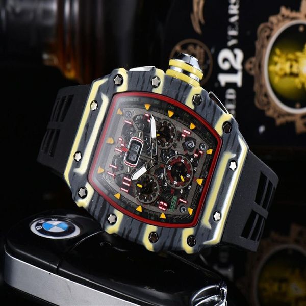 

aaa watch automatic quartz movement brand watchs rubber strap business sports transparent watches imported crystal mirror battery 305p, Slivery;brown