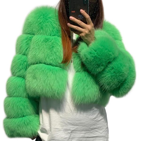 

fur long sleeve ladies fox jacket women's real fur coat, Black