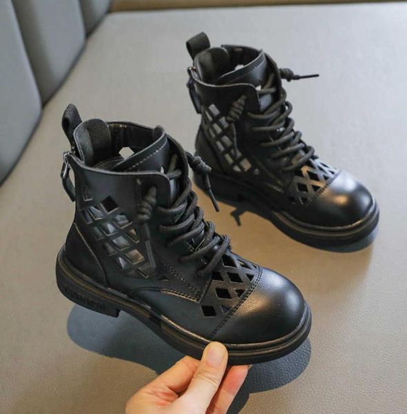 

kids summer new girl039s boots frenulum boots fashion casual children039s boot hollow out sandals size 26377621669, Black;red
