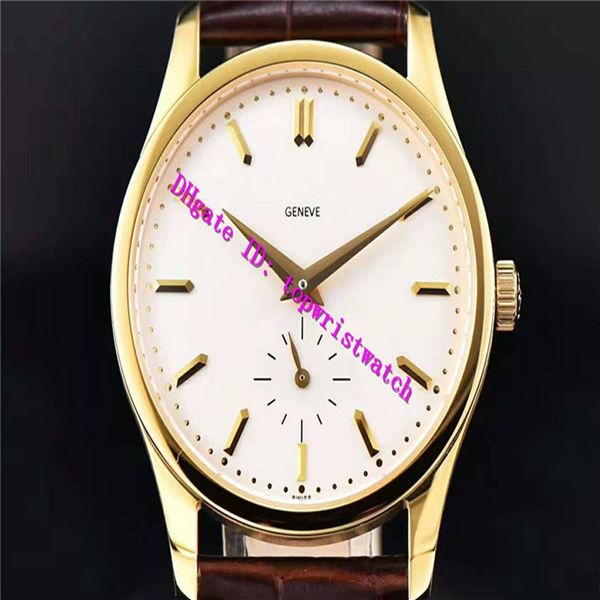 

aif new calatrava 5196 luxury watch swiss a23j manual winding mechanical sapphire crystal power reserve 18k gold wristwatch leathe2299, Slivery;brown