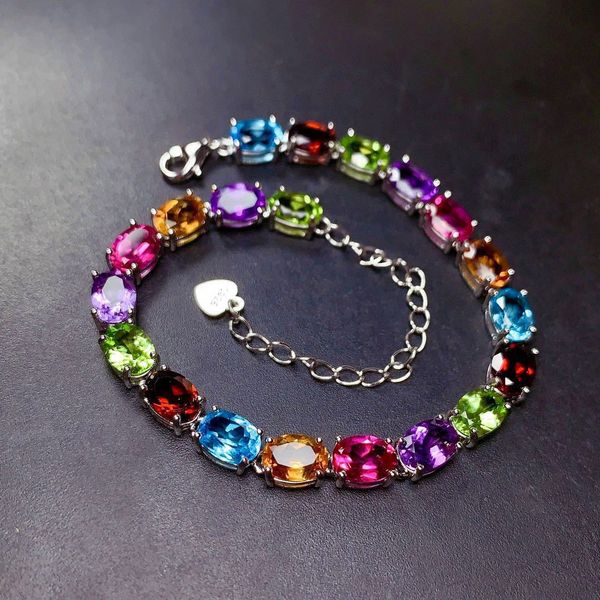 

fashion hand chain female new designer link colorful gemstone engagement wedding jewelry wholesale 5pcs/lot, Black