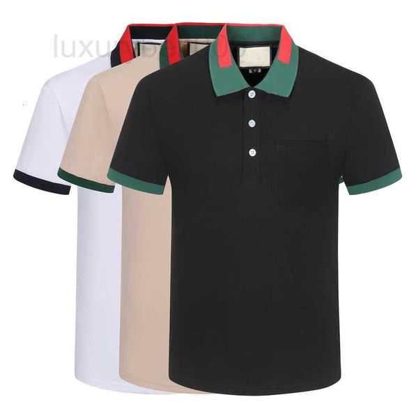 

men's polos designer 2023 summer mens polo shirts womens luxury color collar front pocket stripe print tshirts embroidery letter t-shir, White;black
