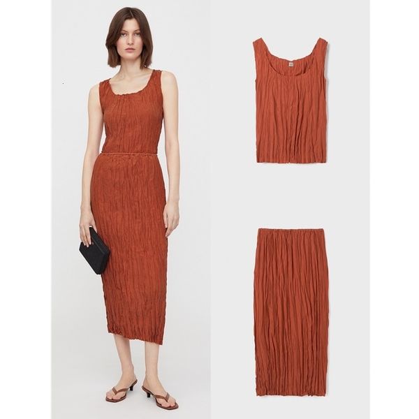 

skirts totem blood marie mulberry silk draped slim low crew neck camisole skirt set pure original 230420, Black