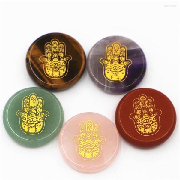 

pendant necklaces 25mm natural crystal carving patterns jainism hand buddha reiki rune energy stones hamsa fatima amulet exquisite175t, Silver