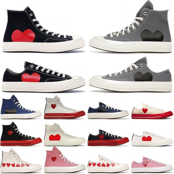 

luxury designer canverse 1970s shoes fashion style comme garcons chuck taylors all star play black white grey red midsole classic casual fla