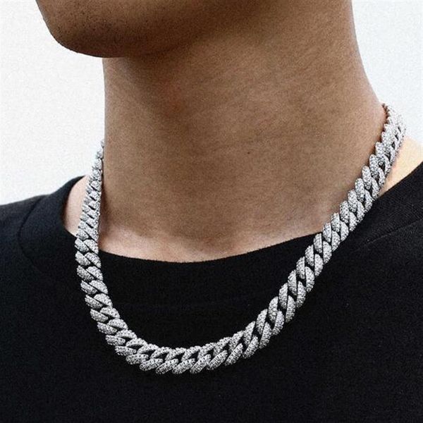 

necklaces bracelet 18 inch 10mm 925 sterling silver setting iced out moissanite diamond hip hop cuban link chain miami necklace je297s