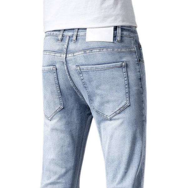 

men's jeans spring summer thin men slim fit european american high-end brand small straight double f pants f215-7, Blue