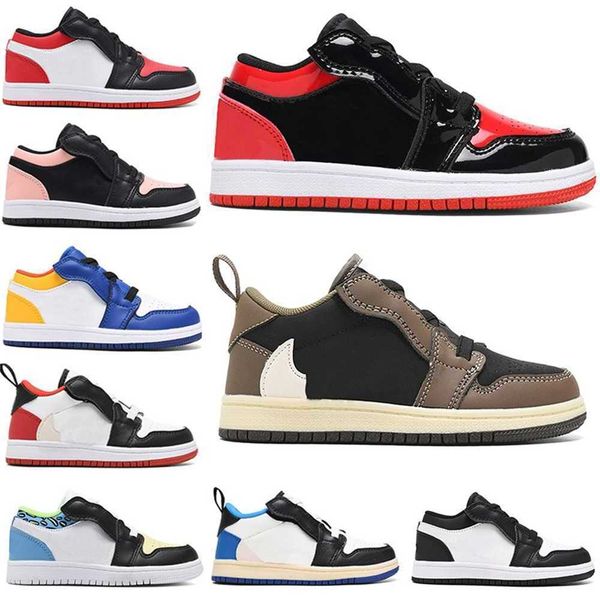 

jumpman 1 kids low basketball shoes sports outdoor toddler black royal obsidian chicago multi color tie dye sneaker size 26-35 ulz9