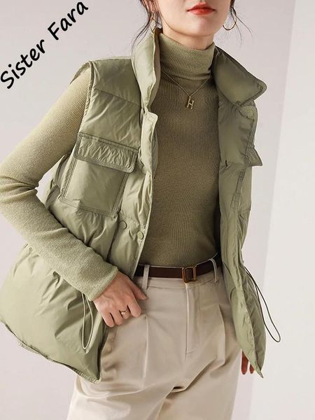 

vests sister fara white duck down vest coat sleeveless light down vest women bodywarm windproof lightweight warm waistcoat female new, Black;white