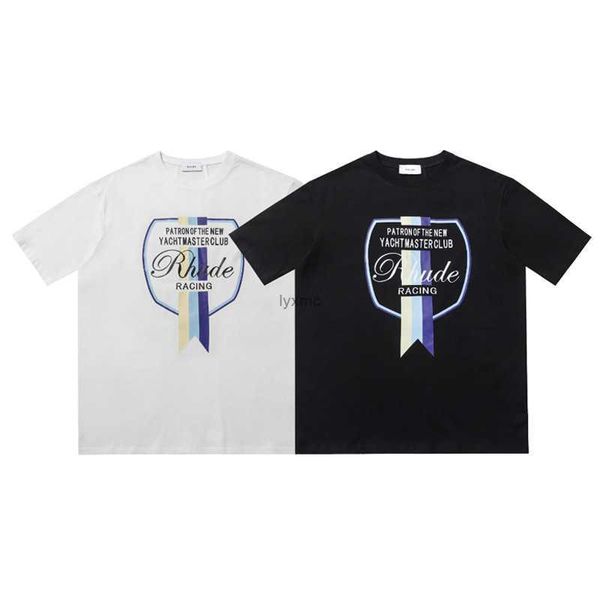 

men's t-shirts high street rhude simple letter printing couple loose round neck short sleeve t-shirt for men and women h3f4, White;black