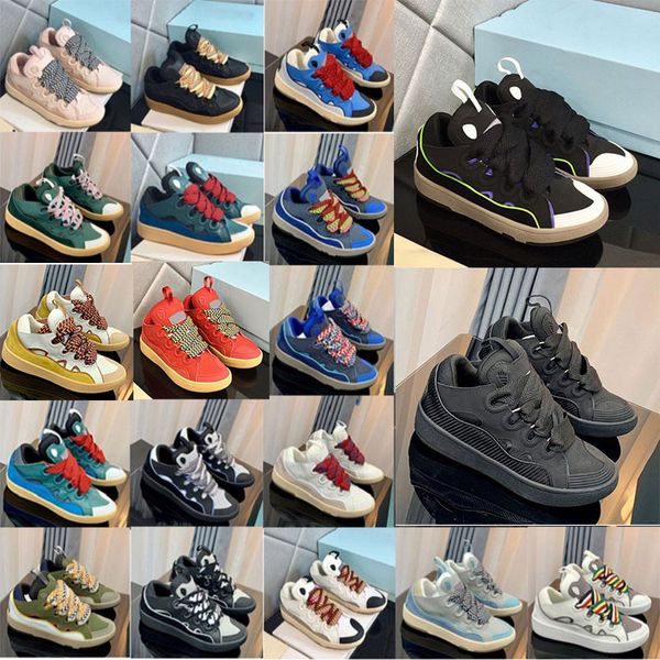

designer lanvins mens womens luxury running shoe embossed leather curb sneakers calfskin stripe stretch cotton low rubber quality platform s