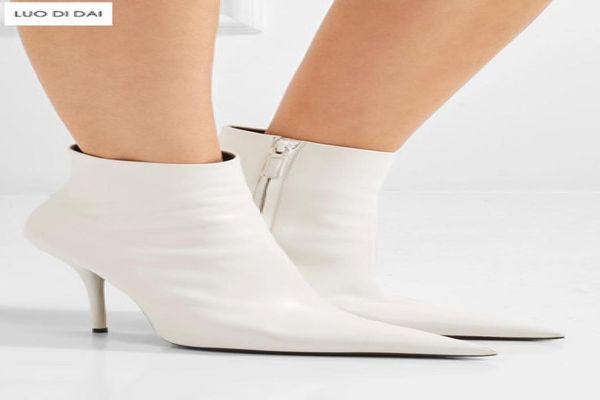 

2018 fashion women white boots pointed toe boots women party shoes zip up ankle boots dress shoes runway high heel booties2916191, Black