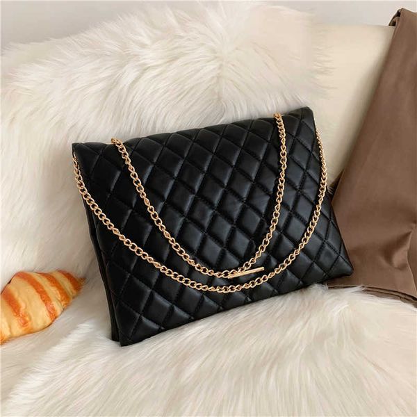 

evening bags 2022 new spring shoulder bag fashion plaid pu leather crossbody bags for women large envelope handbags and purses j230419