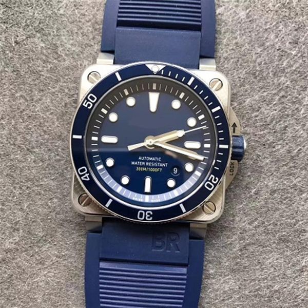 

gift nato strap men watch br03-92 br03 92 diver pelican instruments 42mm automatic sapphire crystal wristwatch sport casual d283u, Slivery;brown
