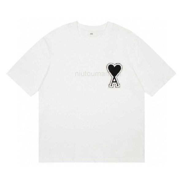 

t shirts for men women embroidery amis amit high short heart sleeved summer peach new towel love big shirt a and couples dy4q, White;black