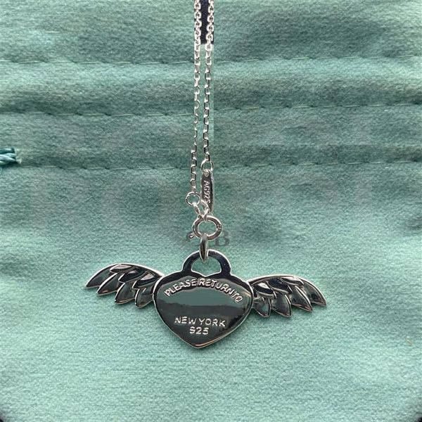 

925 silver designer necklace female love pendants couple gold chain pendant jewelry angle feather love gift for girlfriend accesso274j