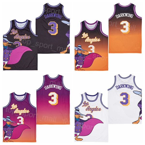 

movie basketball 3 cartoon darkwing jersey los angeles 1992 la retro for sport fans pure cotton black white purple breathable vintage hiphop