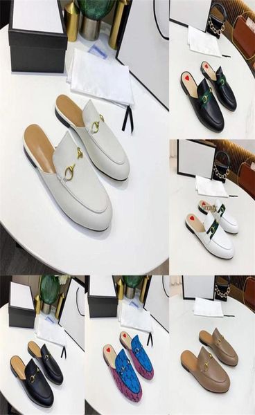 

designer princetown slippers women sandals leather loafers shoes men velvet ladies casual mules metal buckle bees snake pattern wi9451356, Black