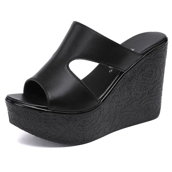 

sandals 11cm high heel wedges sandals for women summer platform fashion footwear red black white large size sandals 230419