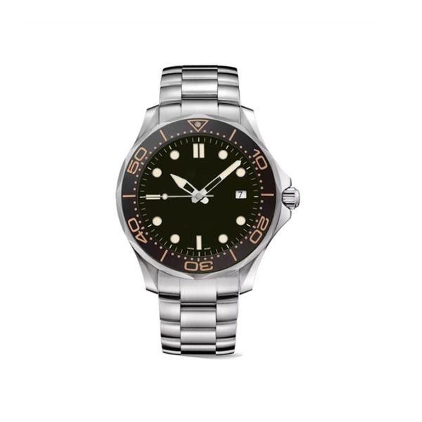 

2021 new luxury designer men automatic mechanical watches stainless steel 007 limited ddition sapphire orange black ceramic canvas268c, Slivery;brown