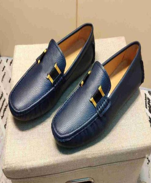 

orignal box luxury new mens loafers shoes genuine leather gommino slip on gold metal wedding business dress size 38455151372, Black